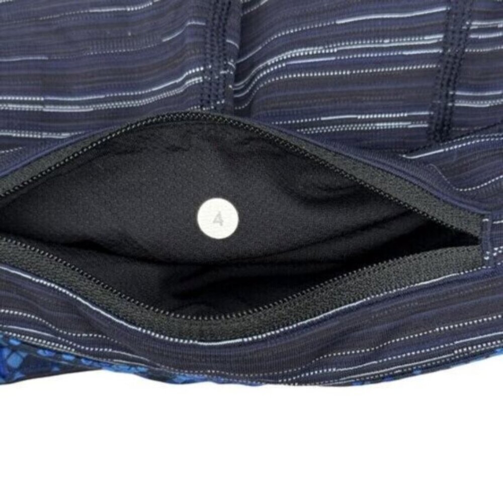 LULULEMON Pace Rival Crop Leggings Cyber Stripe Naval Blue Black Womens Size 4 - Picture 12 of 12